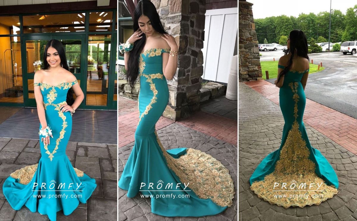 blue spandex gold lace appliqued prom dress blue spandex gold lace appliqued prom dress