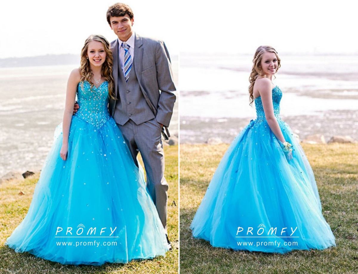 sparkly pool blue basque waist long ball gown prom dress sparkly pool blue basque waist long ball gown prom dress