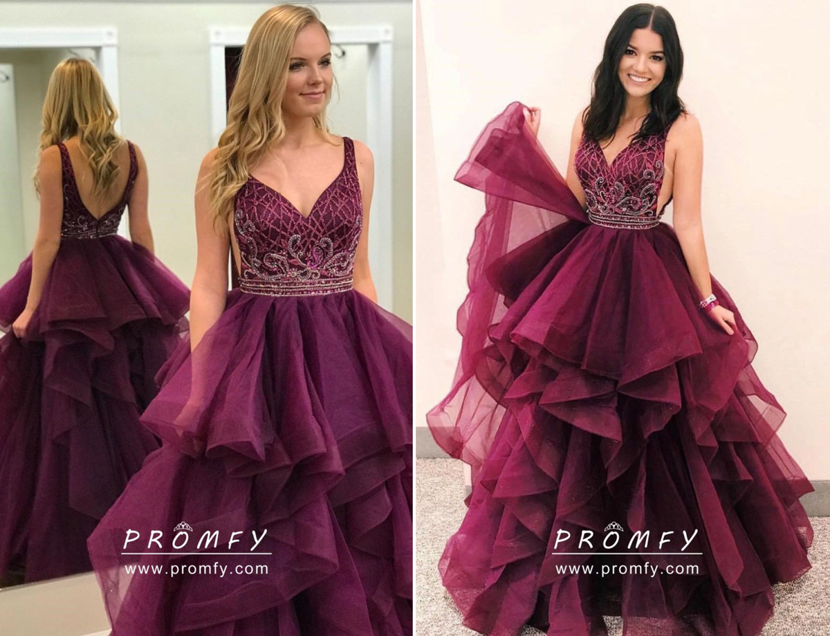 tiered skirt plum prom dress tiered skirt plum prom dress
