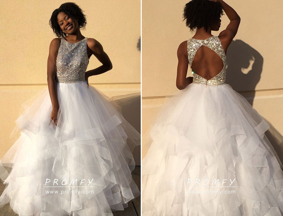 tiered skirt white prom dress tiered skirt white prom dress