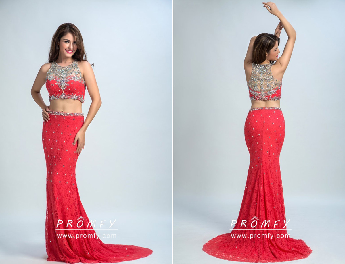 two piece red prom dress two piece red prom dress