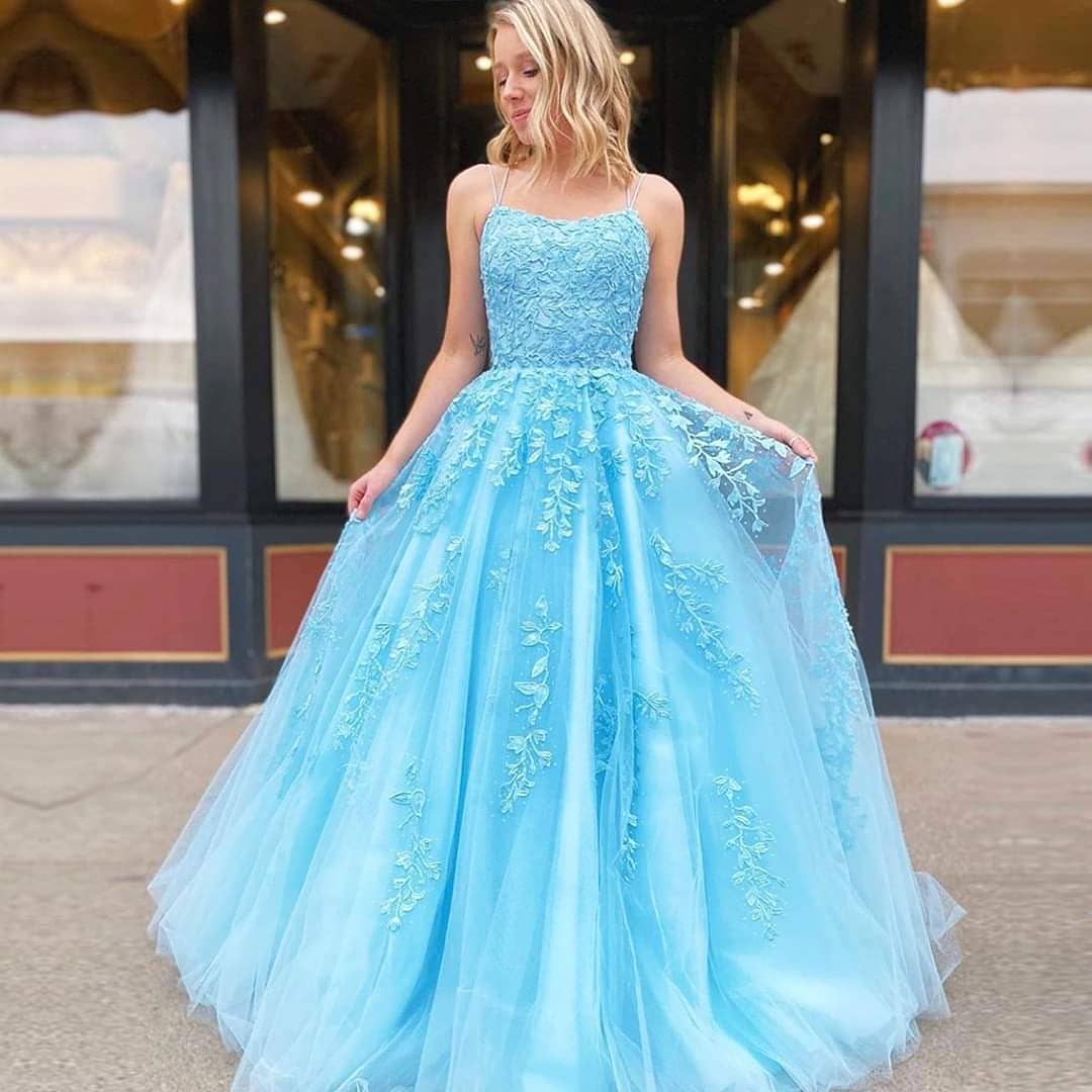 blue A line prom dress blue A line prom dress