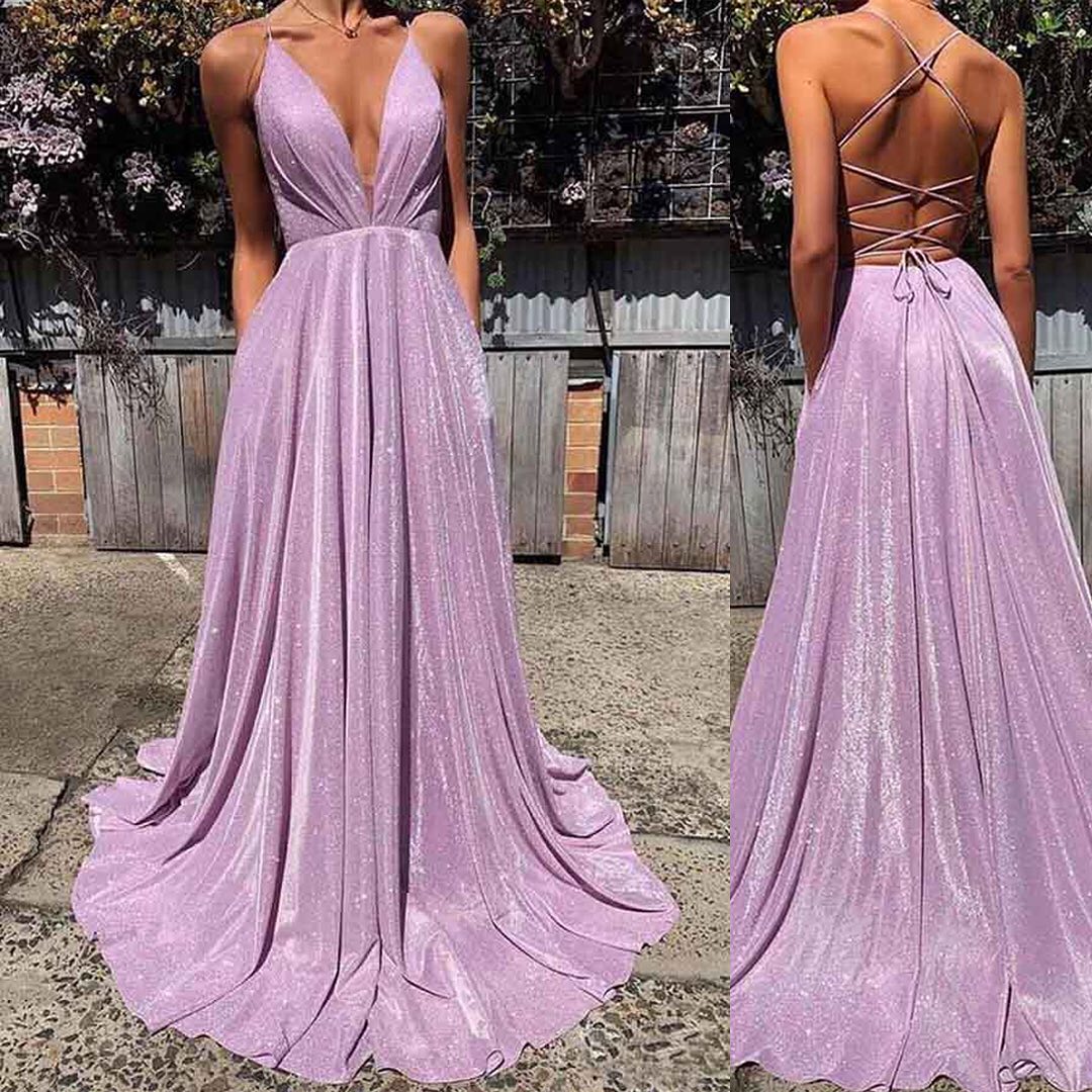 lilac long prom dress