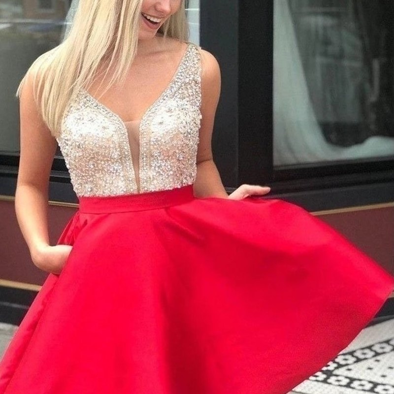 beaded red short dress