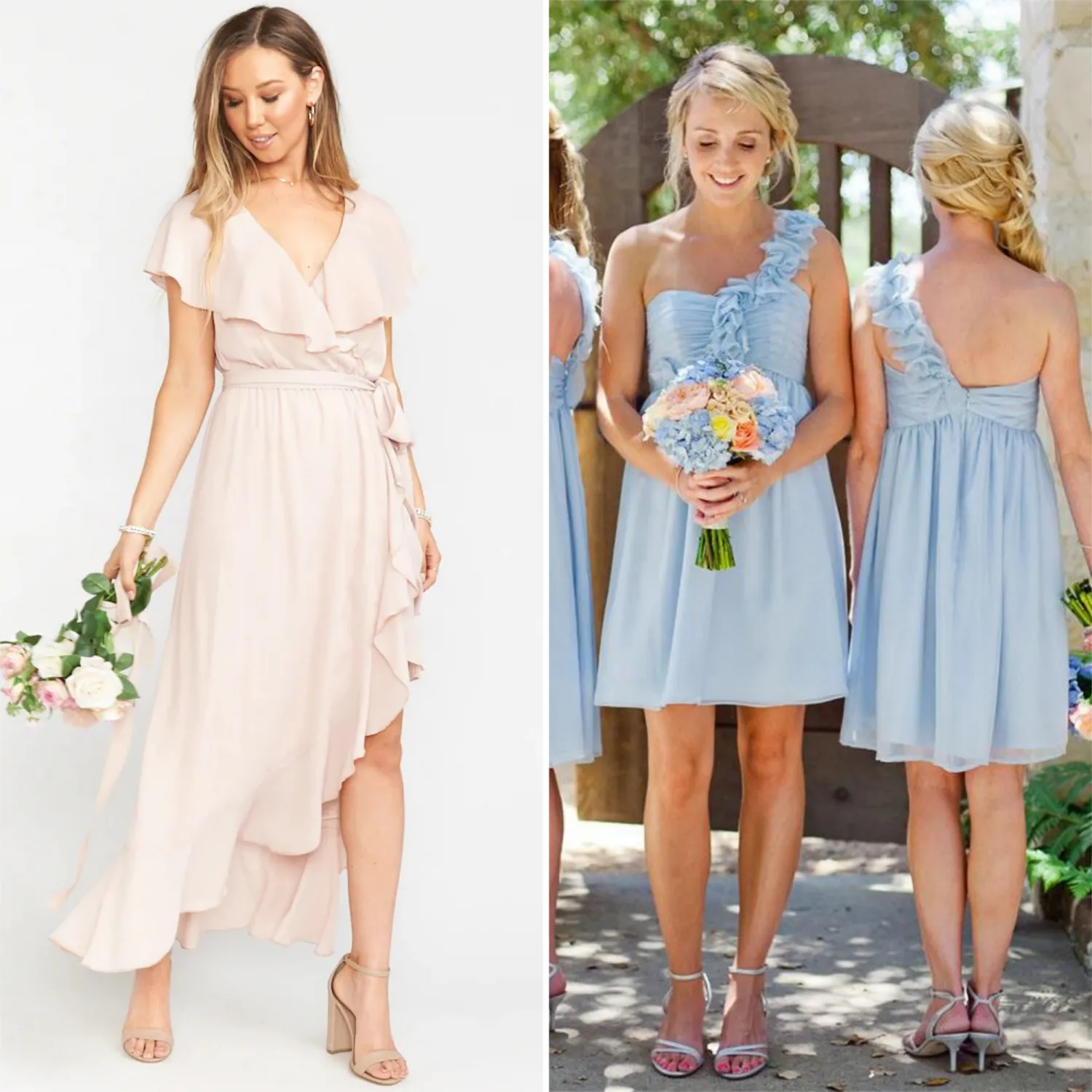 flowing chiffon short bridesmaid dress