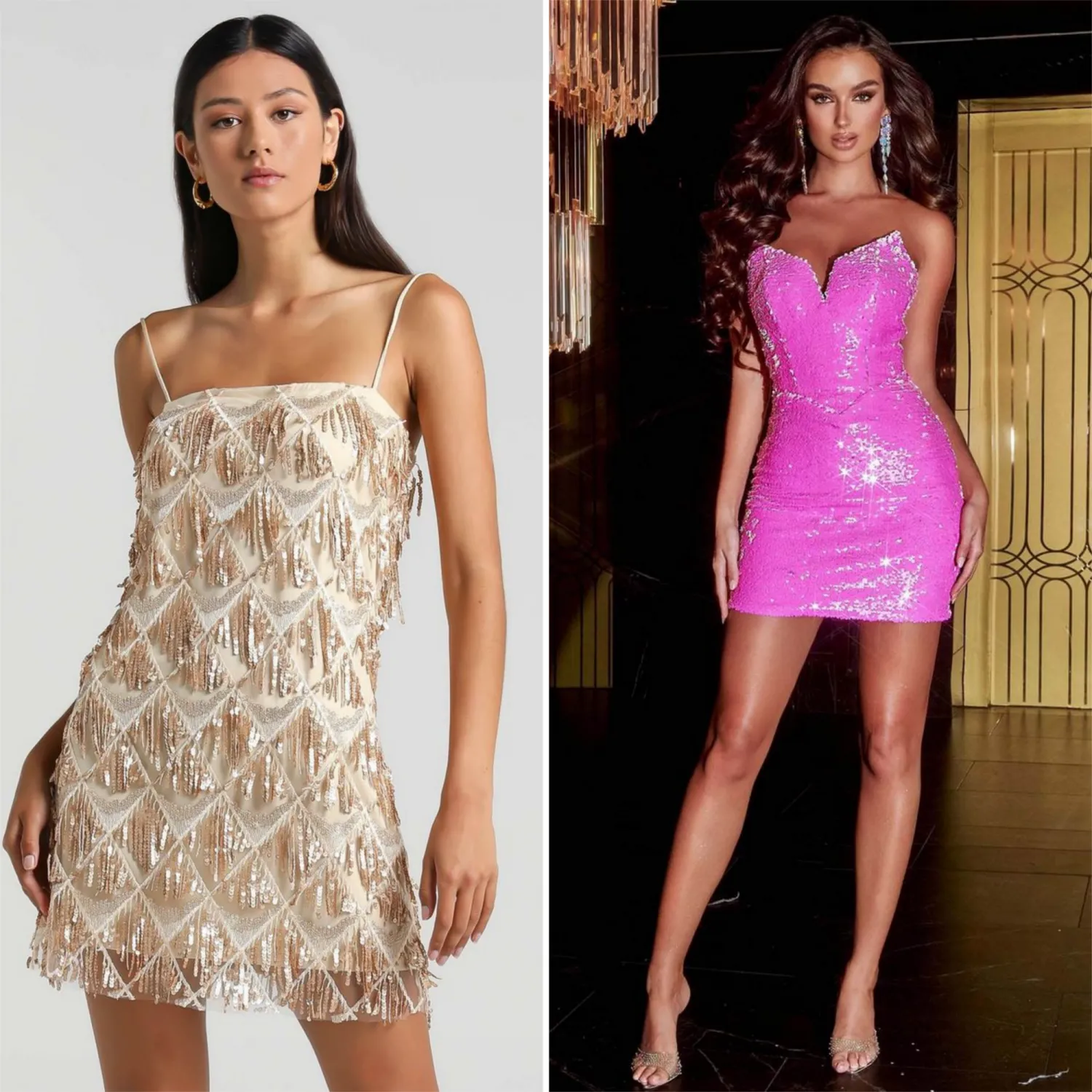 sparkly sequin mini cocktail dress