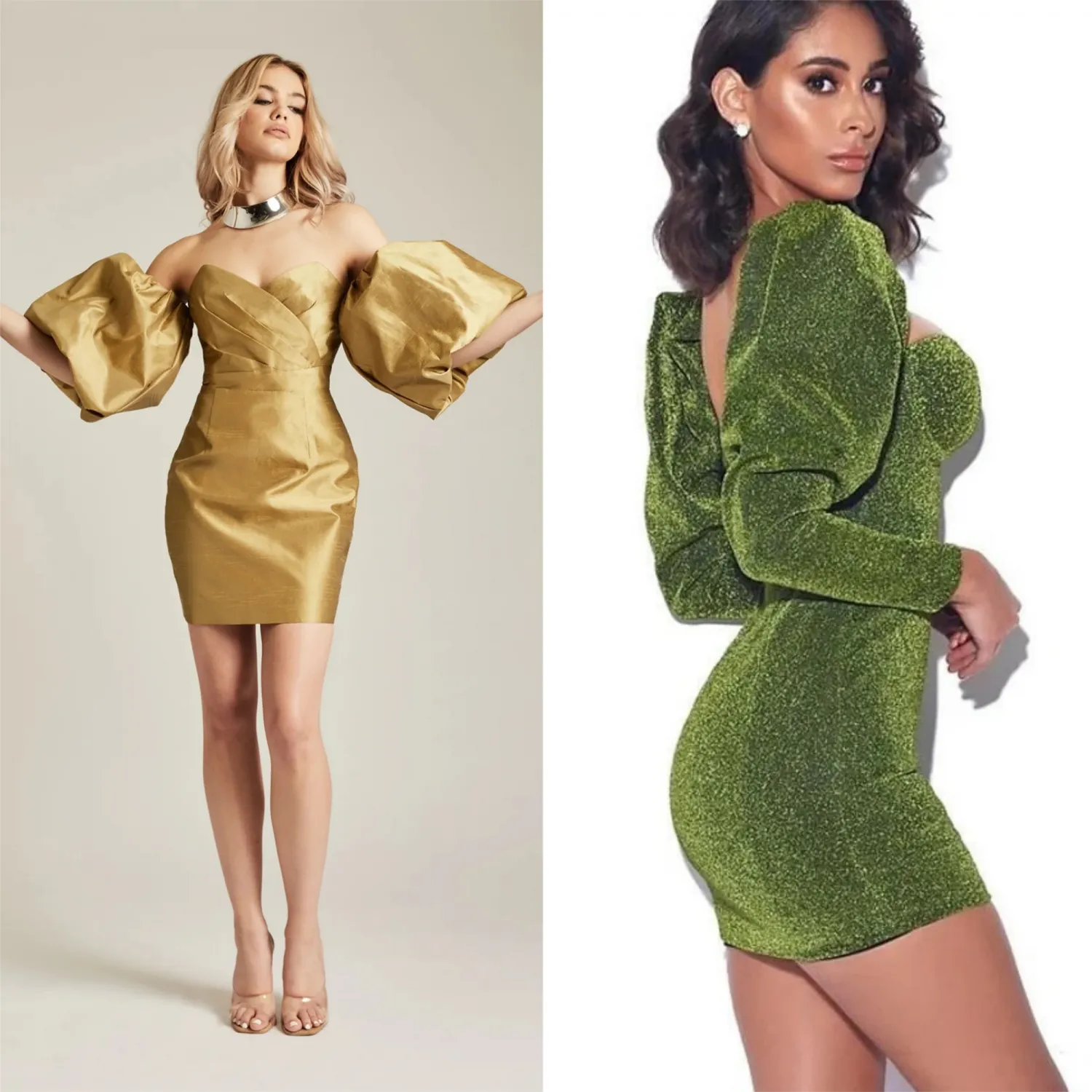 statement sleeves party dress