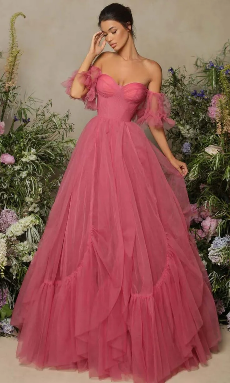 vintage rose tulle formal gown
