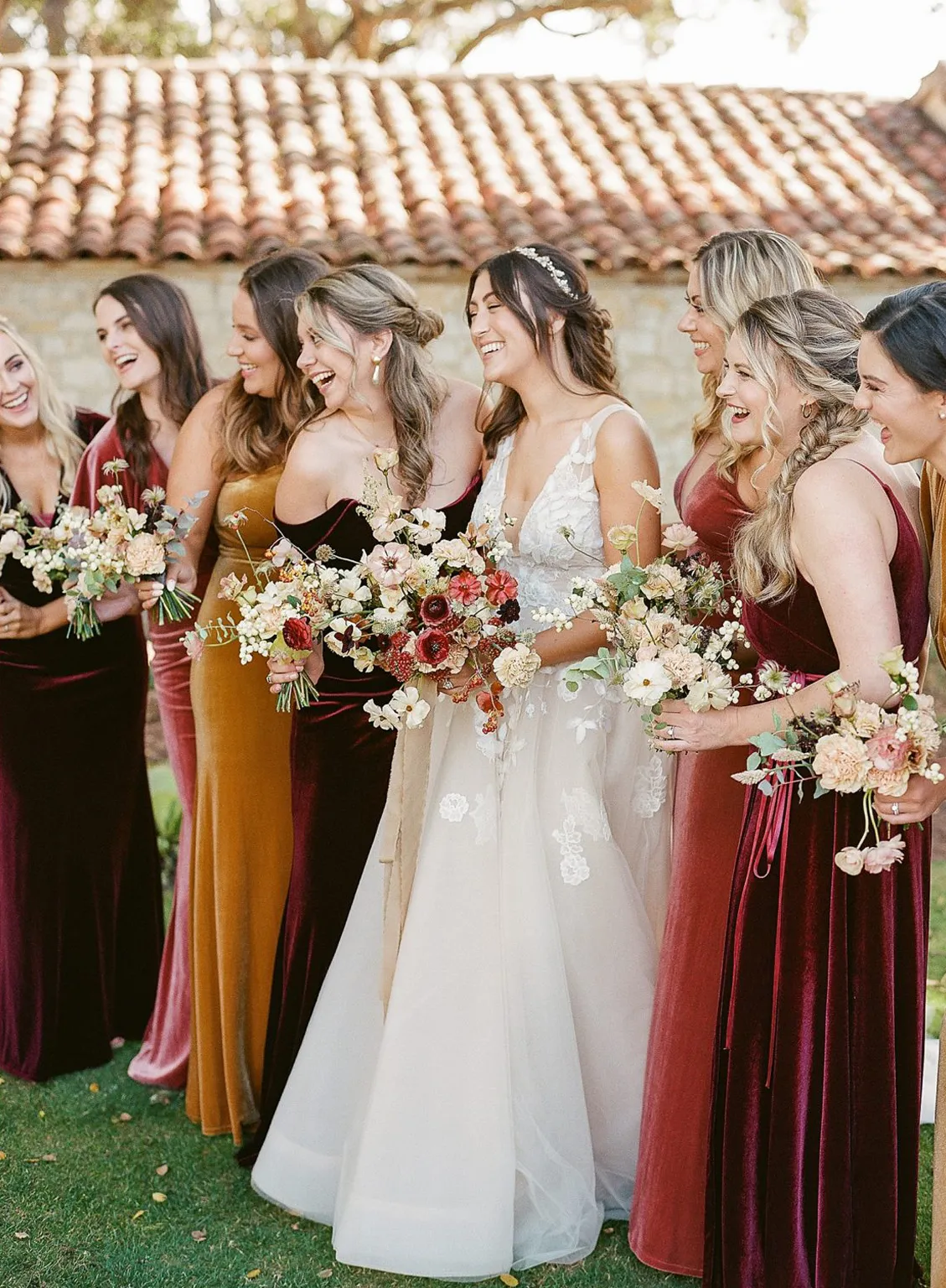 graceful velvet fall bridesmaid dress