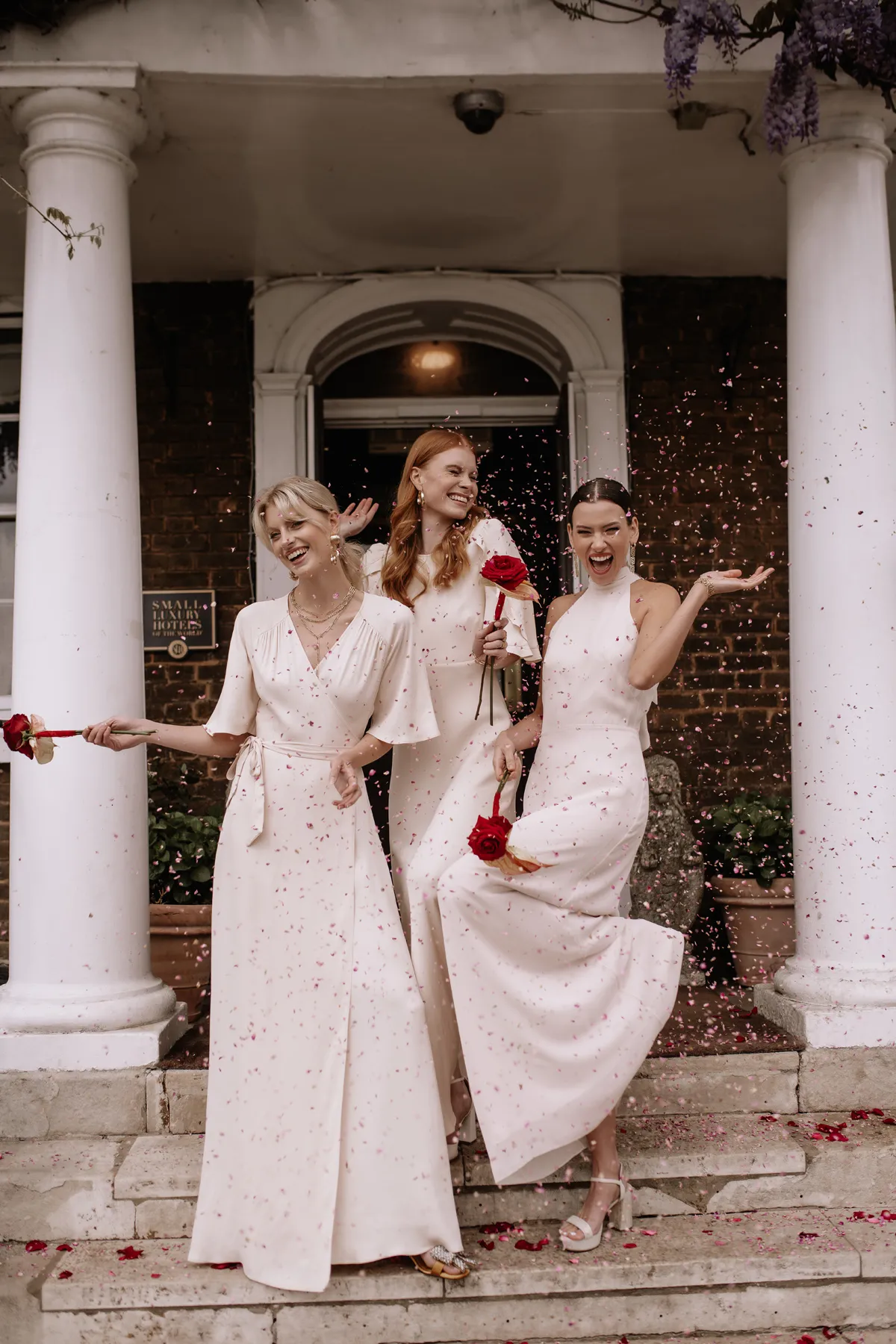 modern ivory long wedding party dress