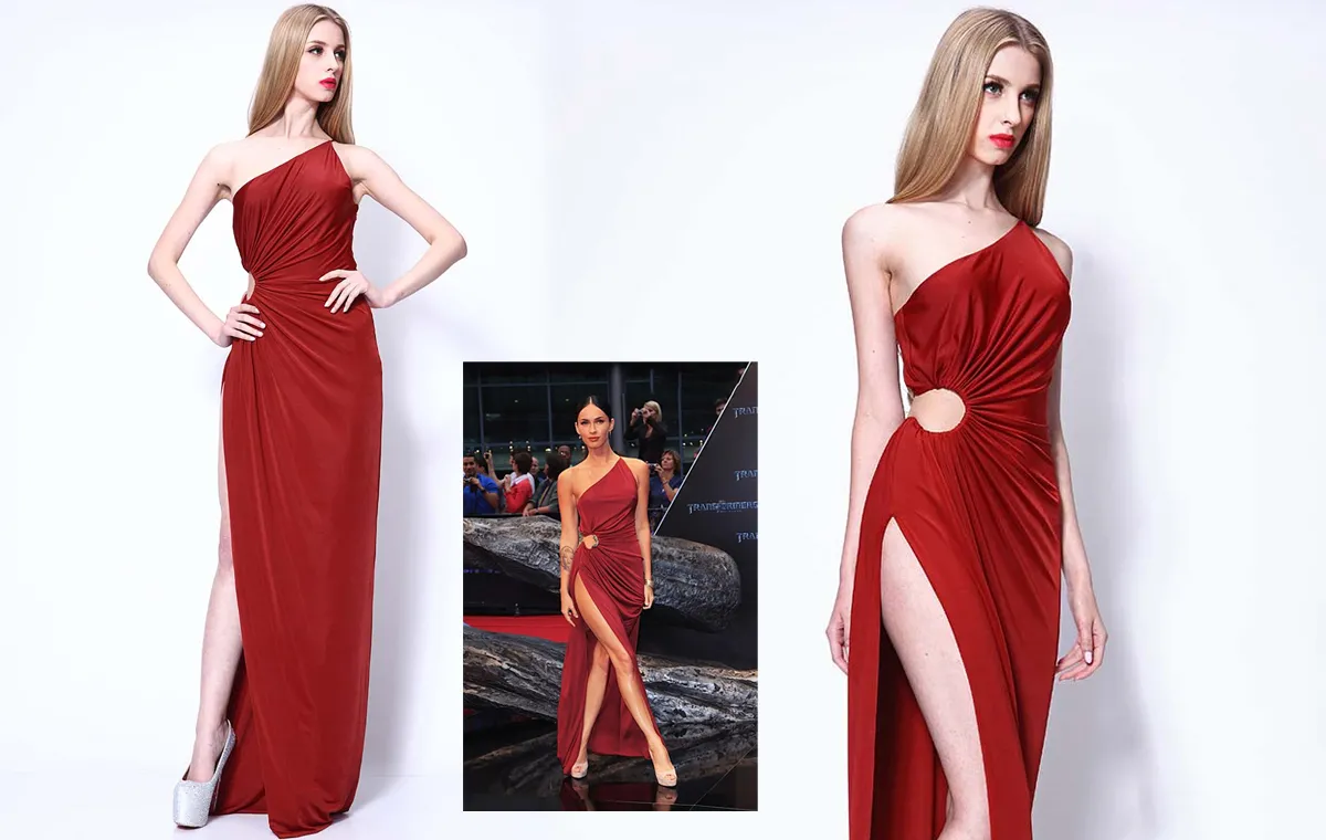 Elegant Stretch Satin Fit-n-Flare Prom Dress 2024 - Twisted Preteen Pageant  Gown in Red, Black-Tie Formal Evening Cocktail Party Gown