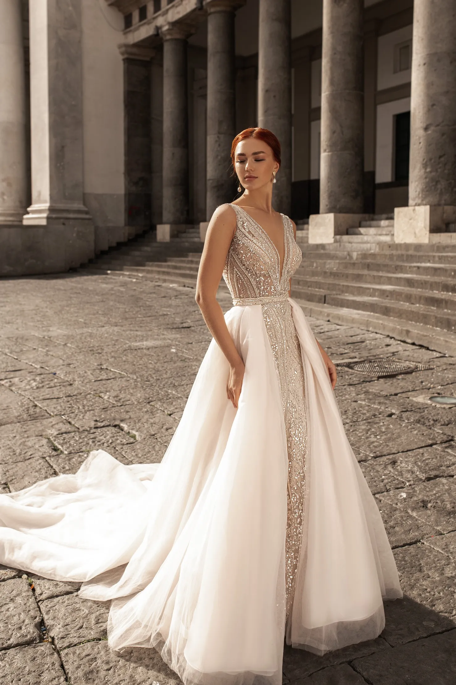 beaded mermaid wedding dress with detachable train beaded mermaid wedding dress with detachable train