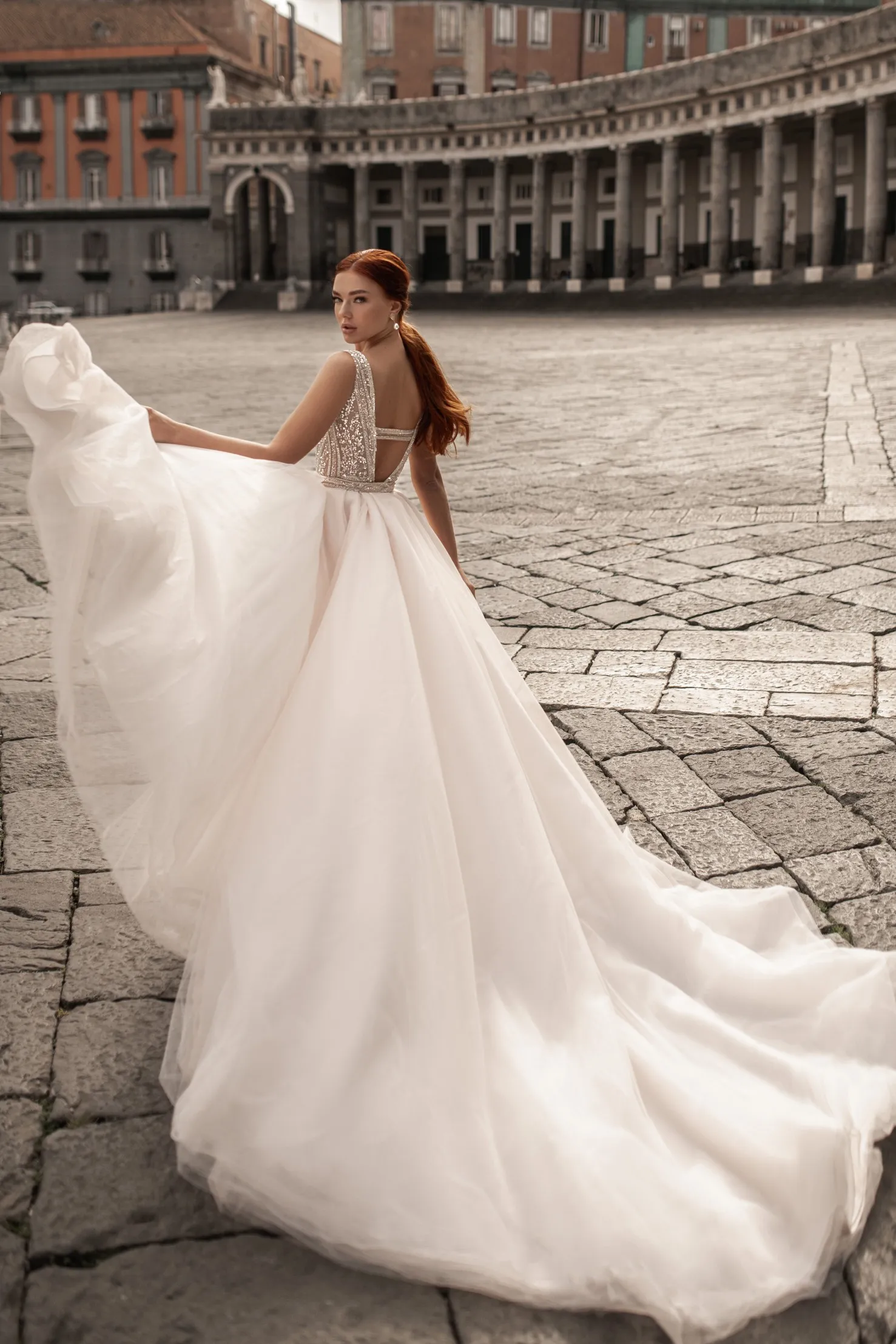 glitter beaded wedding gown with removable train glitter beaded wedding gown with removable train