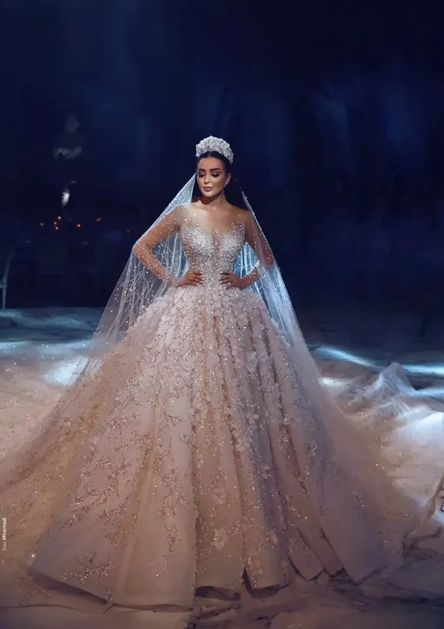 luxury beading sheer neck wedding ball gown luxury beading sheer neck wedding ball gown