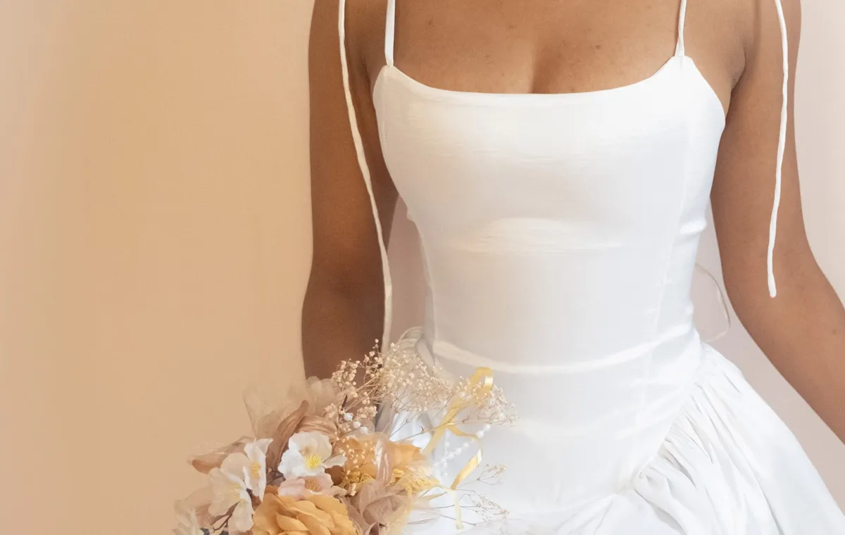 fairy dust dress Exquisite Strapless Organza Wedding Dress with Removable Sleeves main image 1