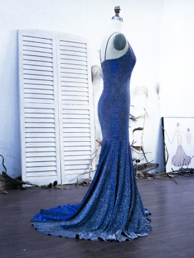 Floor length body hugging mermaid prom dress