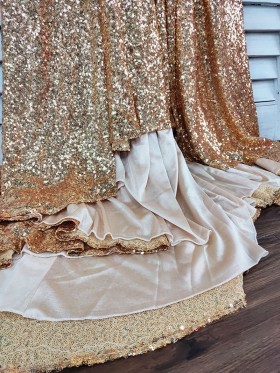 gold sequin dress with stretchy lining