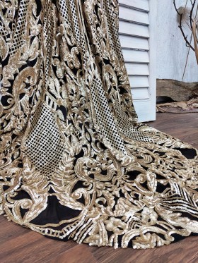 gold sequin long dress