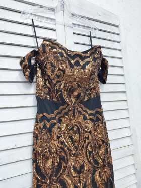 gold sequin on black lining gold sequin on black lining