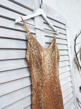 gold sequin v neckline