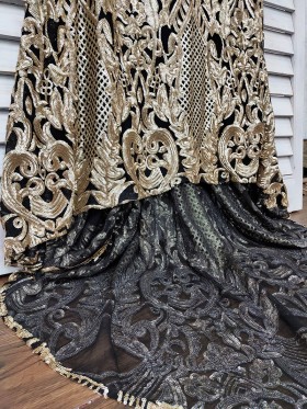 gold sequins on black lining dress gold sequins on black lining dress