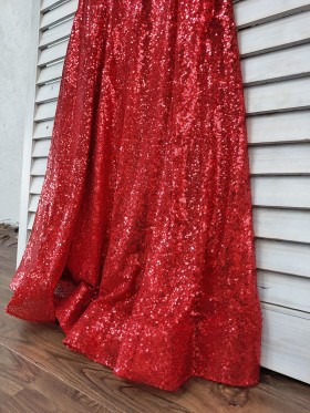 red sequin long special occasion dress