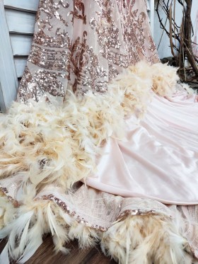 sequin and feather details sequin and feather details