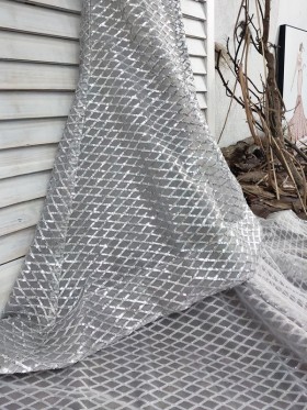 silver mesh sequin prom dress