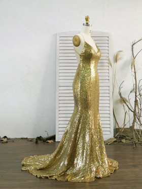sparkly gold sequin prom gown 2019