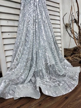 striped silver sequin fabric