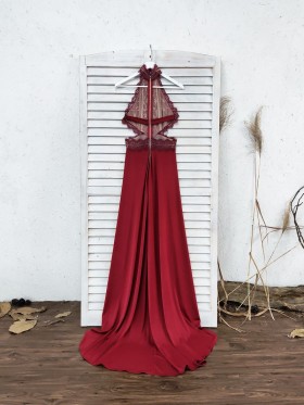 sexy open back lace top long prom gown with zipper up sexy open back lace top long prom gown with zipper up