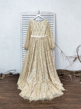 gold sequin embellished formal dress