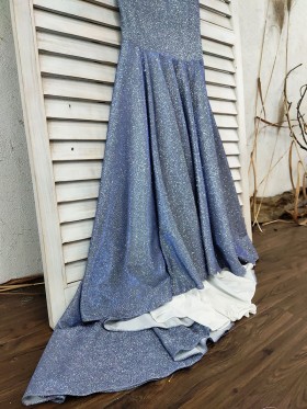 gray glitter mermaid long prom dress