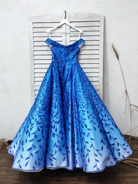 leaf sequin embellished ball gown