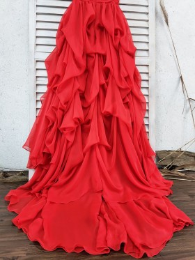 ruffled red chiffon dress ruffled red chiffon dress