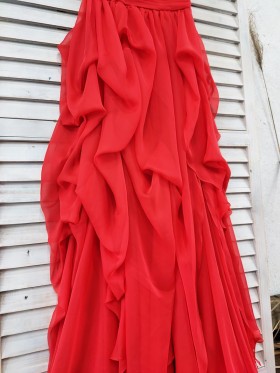 ruffled red chiffon fabric