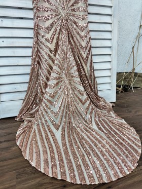 spider web gold sequin long prom dress