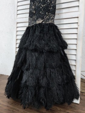 black sequin and feather prom dress black sequin and feather prom dress