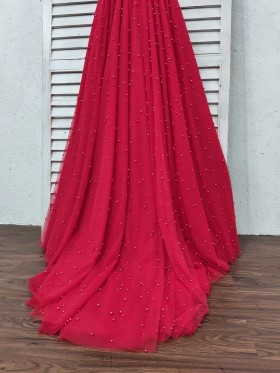 pearls embellished red tulle dress pearls embellished red tulle dress