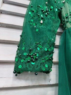 pearls sequins embellished sleeve