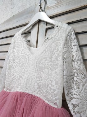 jagged lace top flower girl dress