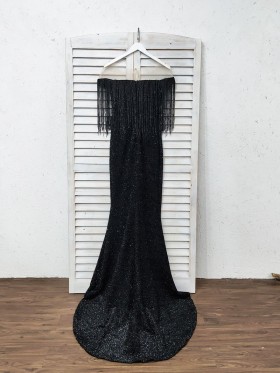 black tassel long dress