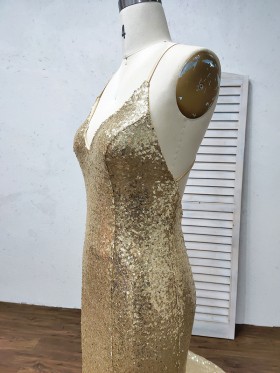 gold sequin dress