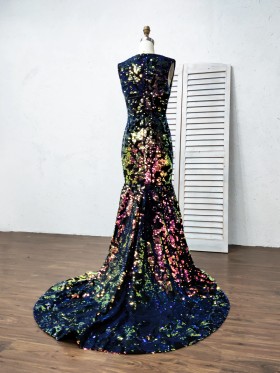 Promfy sparkly galaxy sequin closed back long train prom dress Promfy sparkly galaxy sequin closed back long train prom dress