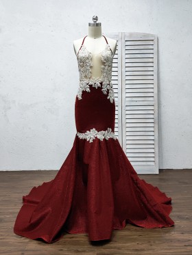 burgundy glitter fabric with glitter lace applique mermaid prom dress burgundy glitter fabric with glitter lace applique mermaid prom dress