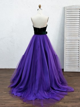 emerald and purple tulle gown