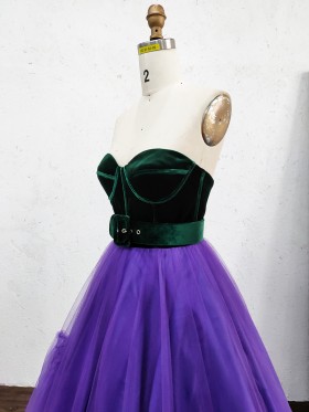 emerald velvet with purple tulle dress emerald velvet with purple tulle dress