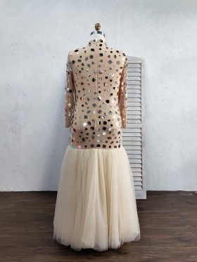 stunning mirror sequin embellished plus size prom dress