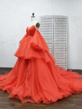 orange organza ball gown prom dress with sleeves orange organza ball gown prom dress with sleeves