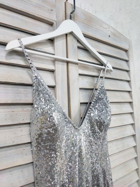 beaded strap V neckline